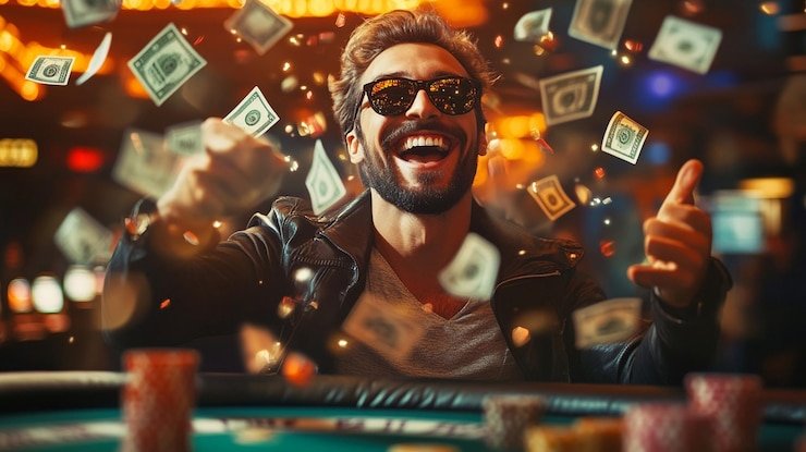 Antarmuka meja Poker Indonesia di ledak 338 dengan kartu dan chip